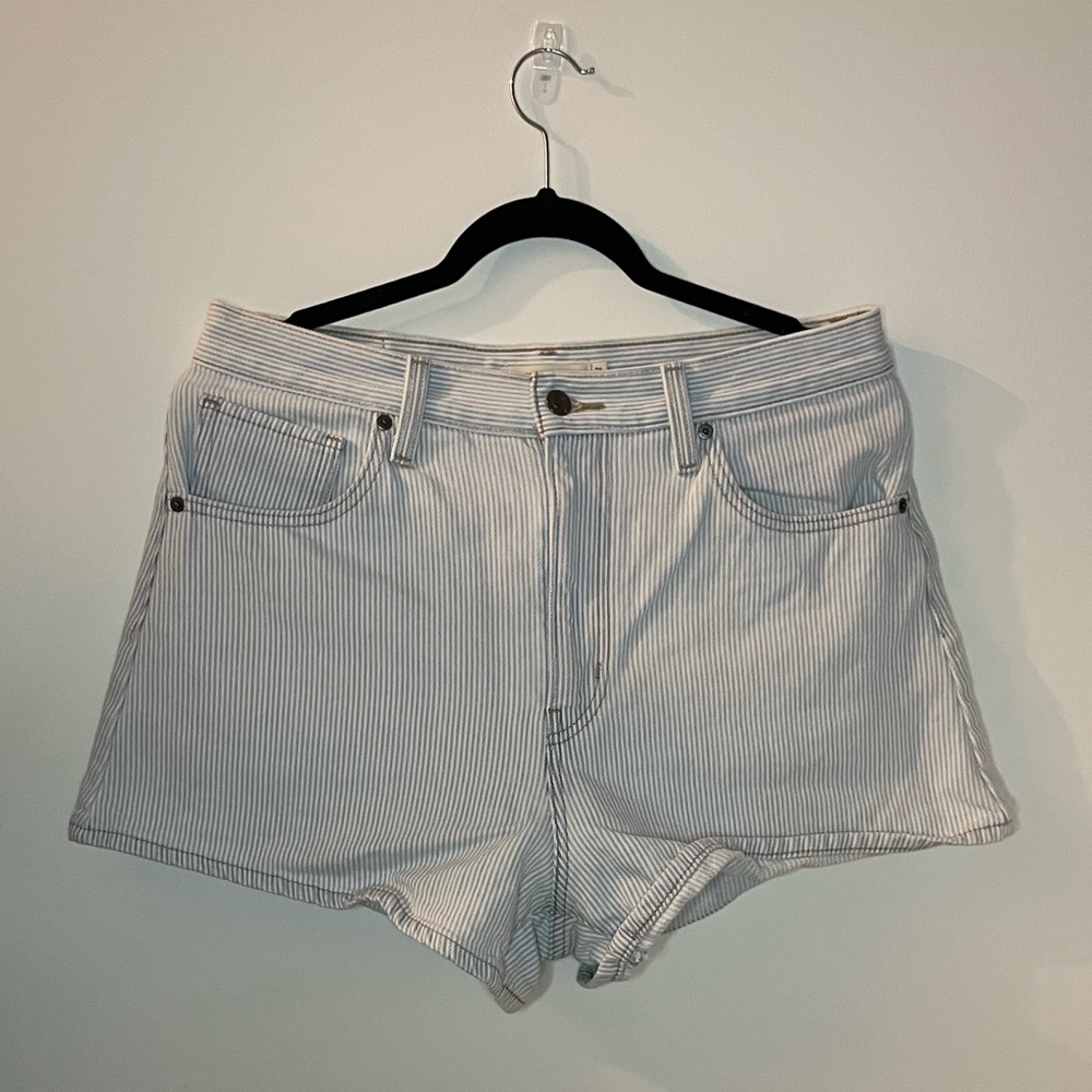 Levi’s pinstripe jean shorts
